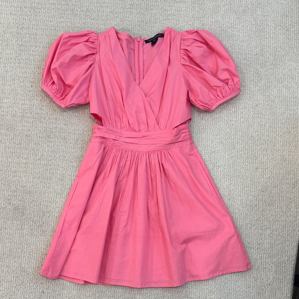 French Connection Pink Puff Sleeve Mini Dress Size 2